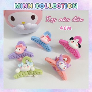 Kẹp tóc nữ đẹp hottrend, cặp tóc nửa đầu 4cm nhựa bóng hoạt hình Sanrio nhiều màu dễ thương Minn Collection