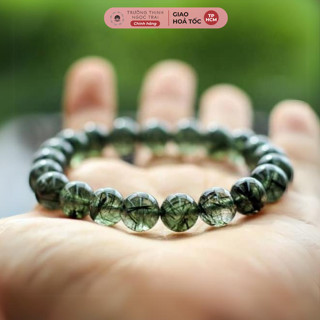  Vòng Tay Thạch Anh Tóc Xanh 8ly Lắc Tay Đá Phong Thủy Hợp Mệnh Thủy Mộc - Ngọc Trai Trường Thịnh 