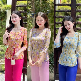 BỘ BÀ BA CỔ VUÔNG NÚT NGỌC CHẤT VẢI MANGO CAO CẤP.