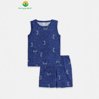  Bộ mặc nhà chất cotton dệt kim trẻ em quần đùi áo sát nách họa tiết - B62.2424