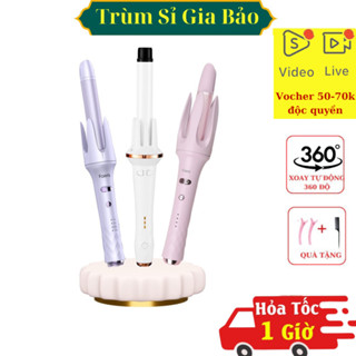 Máy uốn tóc xoăn sóng tự động HAZUMJ chính hãng, máy làm tóc tự xoay hippie gốm sứ size 28 & 32 mm