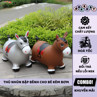 Thú nhún cao cấp hình chú ngựa có tặng kèm bơm