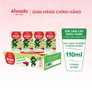 Sữa trái cây Aiwado Kazu Chan Trái cây nhiệt đới thùng 48 hộp 110ml  - Mát lành tự nhiên, Vị ngon vô đối