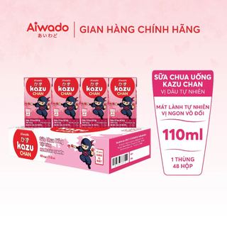 Sữa chua uống Aiwado Kazu Chan Dâu tự nhiên thùng 48 hộp 110ml  - Mát lành tự nhiên, Vị ngon vô đối