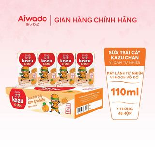 Sữa trái cây Aiwado Kazu Chan Cam tự nhiên thùng 48 hộp 110ml  - Mát lành tự nhiên, Vị ngon vô đối