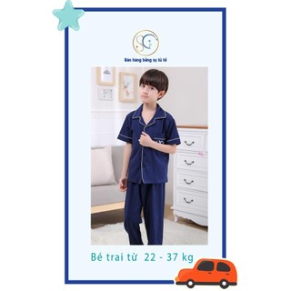 Bộ đồ ngủ ngắn tay thun trơn cho bé trai bé gái SG-Group quần áo trẻ em xuân hè thấm hút mồ hôi co giãn tốt từ 22-37kg