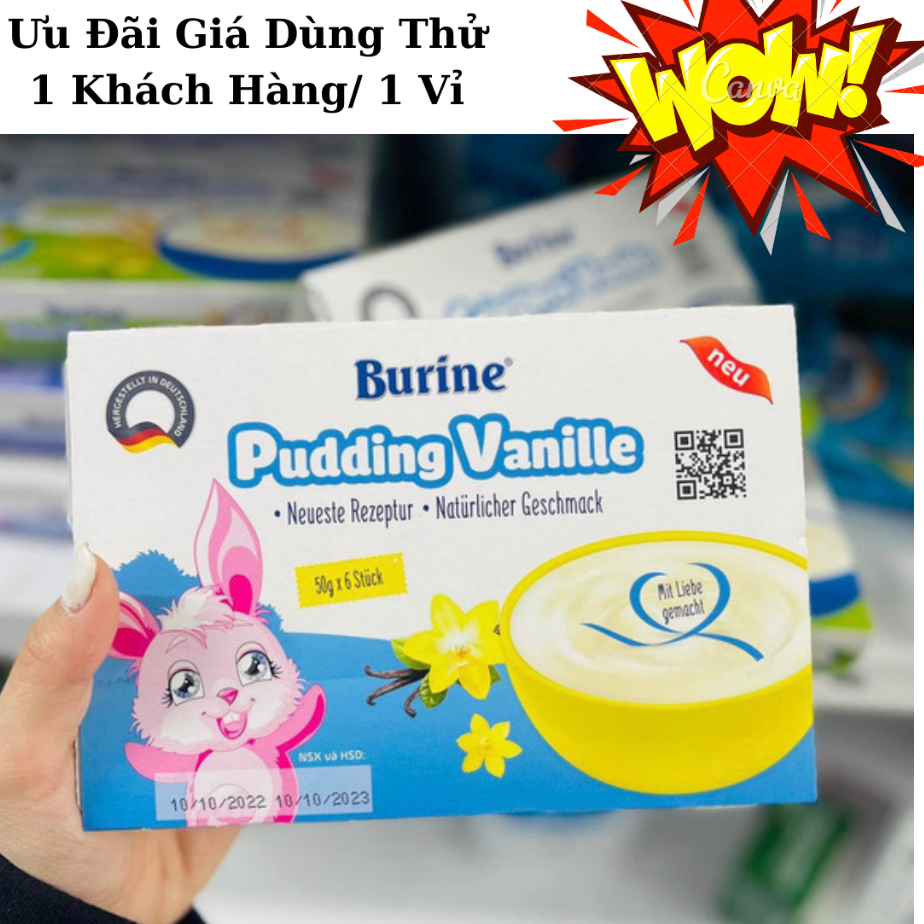 Cháo sữa Burine HiPP ăn dặm Pudding Vani [1 Lốc 6 Hũ] [6x50g] - Thu Vỏ Giấy - Date 07/2024 - 1 Đổi 1 Nếu Lỗi NSX