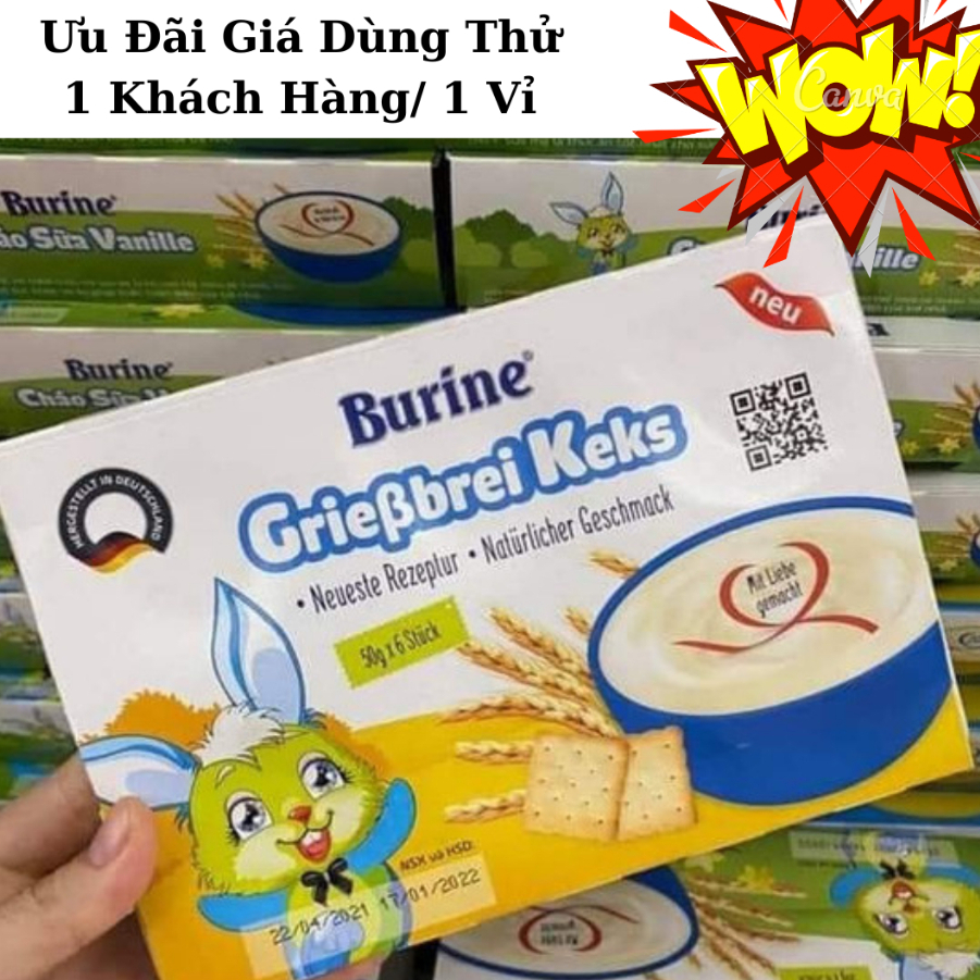 Cháo sữa Burine HiPP ăn dặm Bích Quy [1 Lốc 6 Hũ] [6x50g] Thu Vỏ Giấy - Date 07/2024 - 1 Đổi 1 Nếu Lỗi NSX