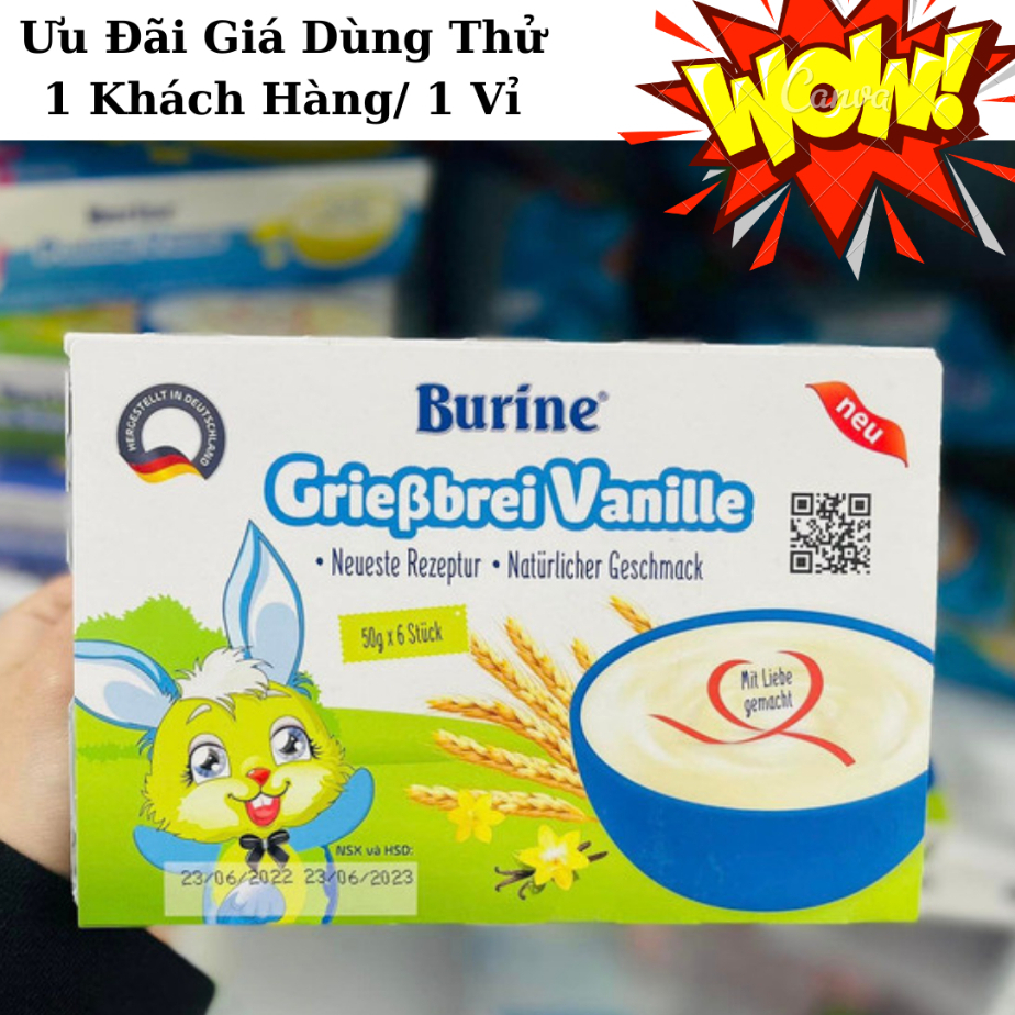 Cháo sữa Burine HiPP ăn dặm Vani [1 Lốc 6 Hũ] [6x50g] Thu Vỏ Giấy - Date 07/2024 - 1 Đổi 1 Nếu Lỗi NSX