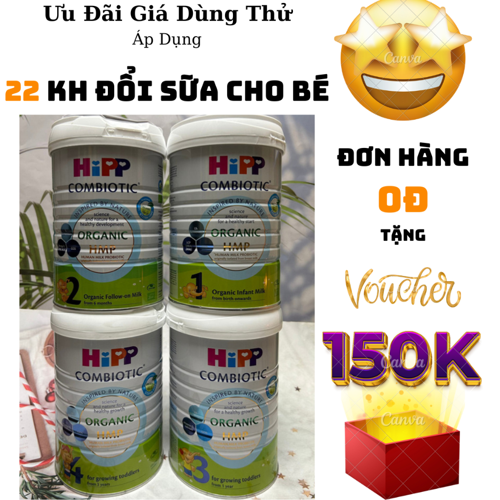 Sữa HiPP Organic HMP Mẫu Mới Số 1 2 3 4 Lon 800G Date 2025