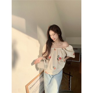 Áo sơ mi cánh tiên hana họa tiết dễ thương, áo nữ cộc tay họa tiết mùa hè