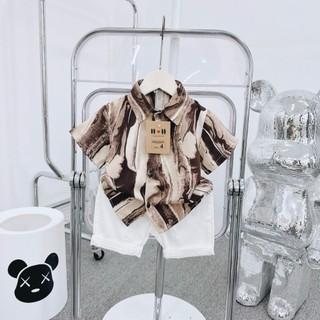 Áo sơ mi lụa 3D cộc tay cho bé trai từ 8-20kg