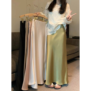 (HÀNG SẴN) Chân váy lụa bóng dáng suông dài nhiều màu sang chảnh Hàn Quốc HOT trend hàng Quảng Châu