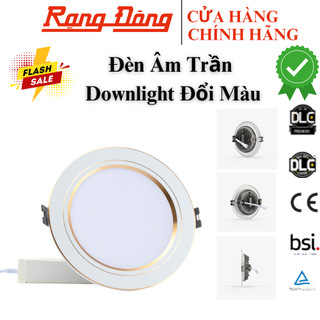 Đèn led âm trần đổi màu rạng đông mắt trâu downlight 7w,9w,12w khoét lỗ trần phi 90,110 model: at10đm