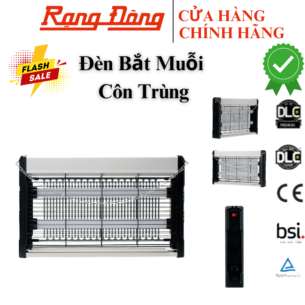 Đèn bắt muỗi Rạng Đông, máy thu hút côn trùng thông minh treo tường UV model DBM02 400x250/4W