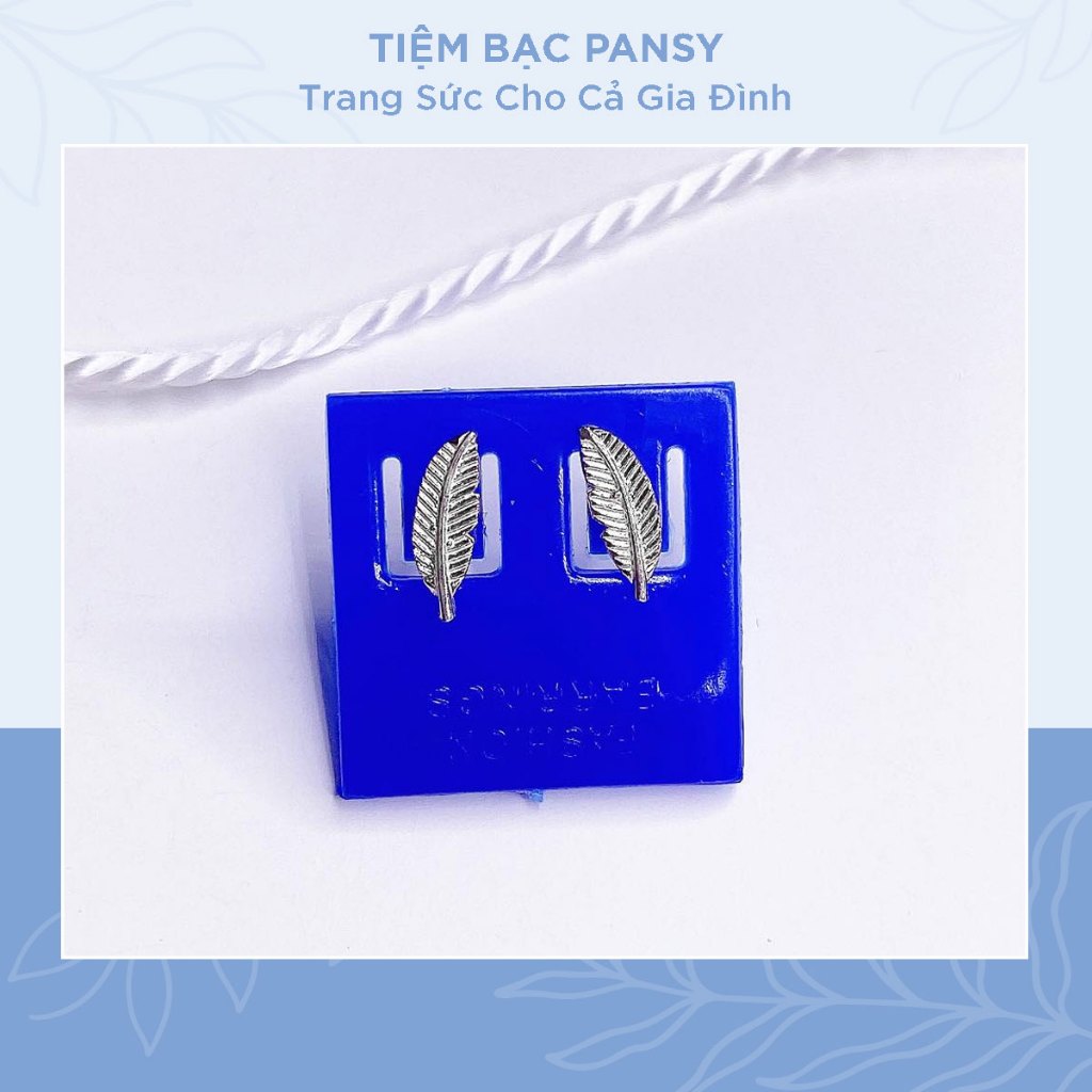 Bông tai bạc PANSY hình chiếc lá mini đơn giản - Khuyên tai nữ bạc ta nhỏ xinh
