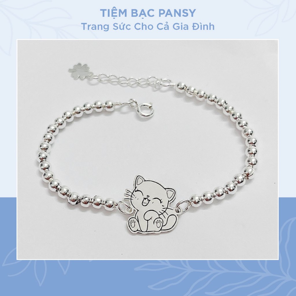 Lắc bạc ta cho bé tuổi mèo dễ thương, vòng bạc trẻ em khắc tên miễn phí - TIỆM BẠC PANSY