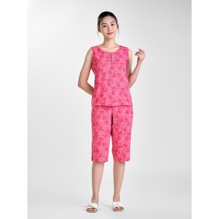 Bộ Đồ WINNY Mặc Nhà Kiểu Sát Nách Quần Ngố Chất Liệu Lanh Mát - 2MNLA24012S