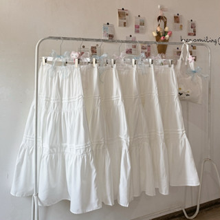 [ ẢNH THẬT ] Chân váy dài màu trắng form suông style Coquette - Midi Skirt