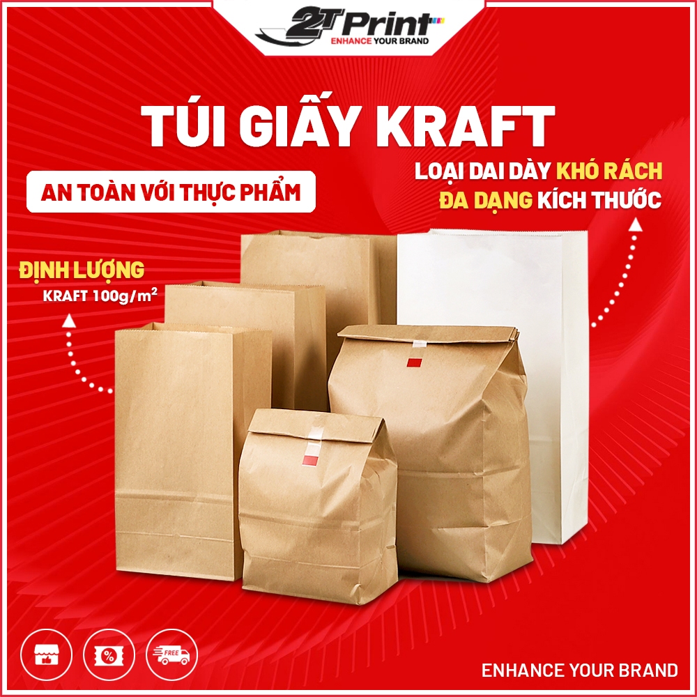 Túi Giấy Kraft, Túi Giấy Xi Măng Gói Hàng, Đựng Thực Phẩm, Quà Tặng Handmade, Giấy Kraft Nhật Dày Dai Bền, Đầy Đủ Size