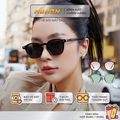 Kính Mát Nam Nữ Phân Cực Mắt Tròn Aoron Màu Sắc Thời Trang Chống Tia UV Gọng Đàn Hồi Bền Bỉ