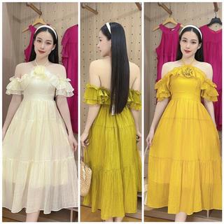  Váy thiết kế bông hoa trước rớt vai [V100] Kho Sỉ Bảo Ngọc 