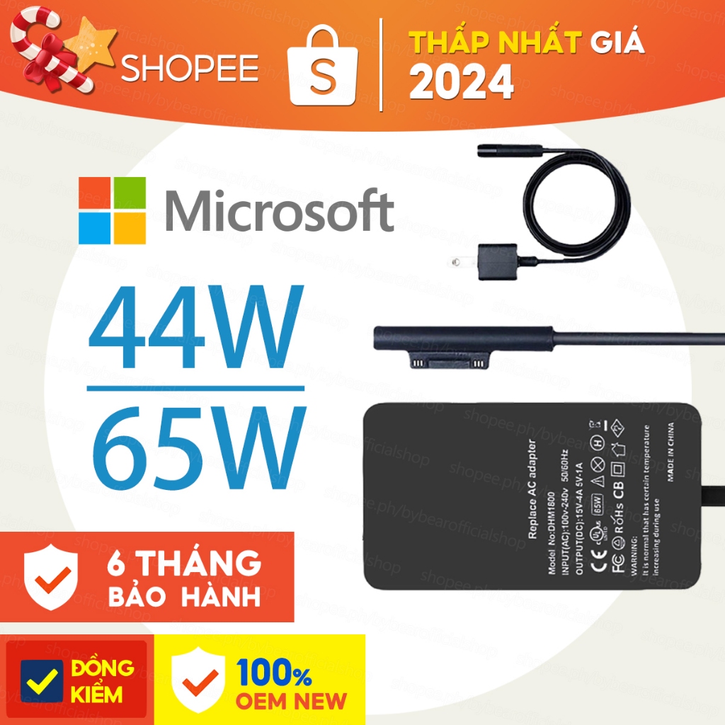 Sạc Surface pro đa năng di động cho Surface Pro 7 3 4 5 6 8 9 X Book Laptop 44W 65W có cổng USB
