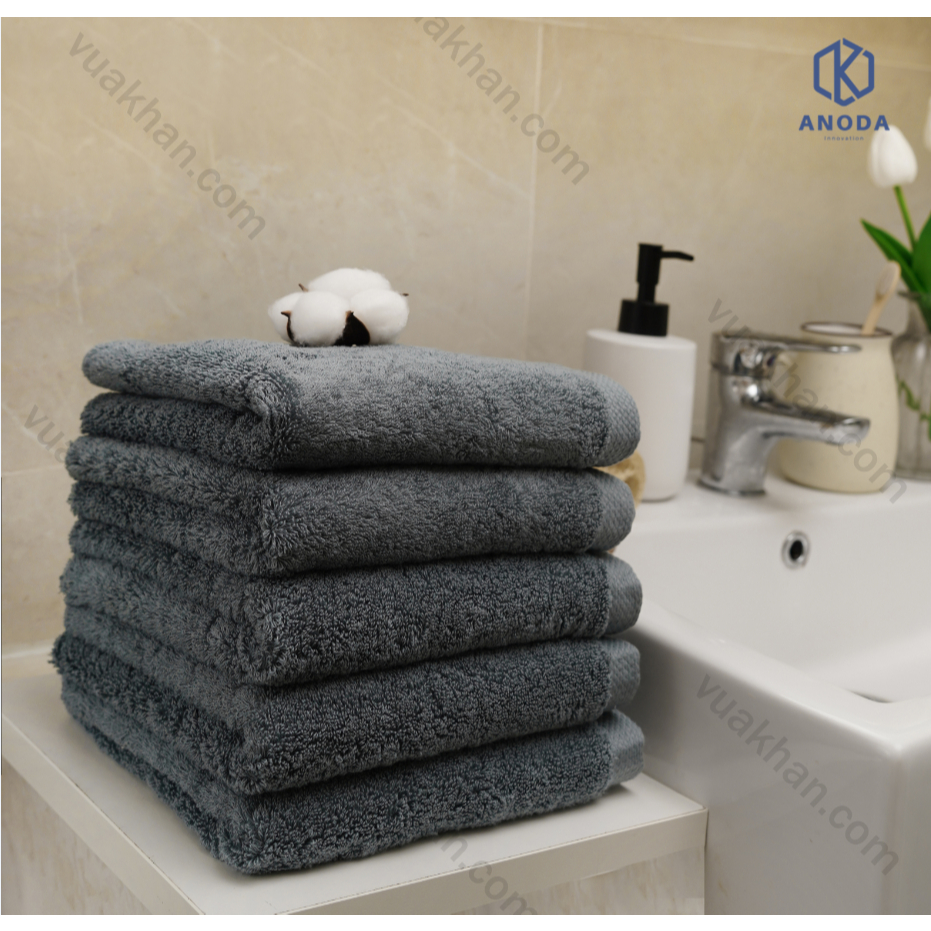 Khăn 40x80cm 100% Cotton Cao Cấp Sợi chải kỹ Anoda màu Blue gray