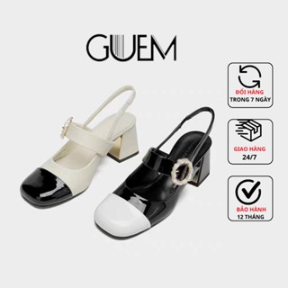 Giày Cao Gót 7cm Mary Jane Quai Ngang Phối Khóa A44