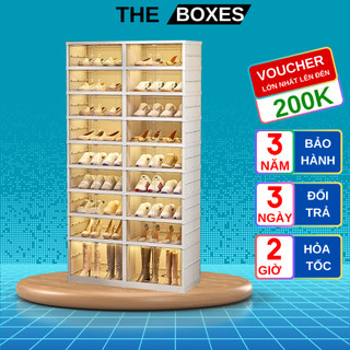 Tủ giày gấp gọn SHOE BOX 36 đôi chất liệu nhựa ABS cao cấp có bánh xe, Kệ giày, Hộp giày đa năng tiện lợi