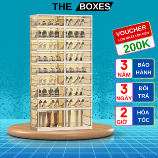 Tủ đựng giày trong suốt, tủ giày SHOE BOX có bánh xe, 3 mặt nhựa trong suốt, hộp đưng giày trong suốt, tủ nhựa cao cấp