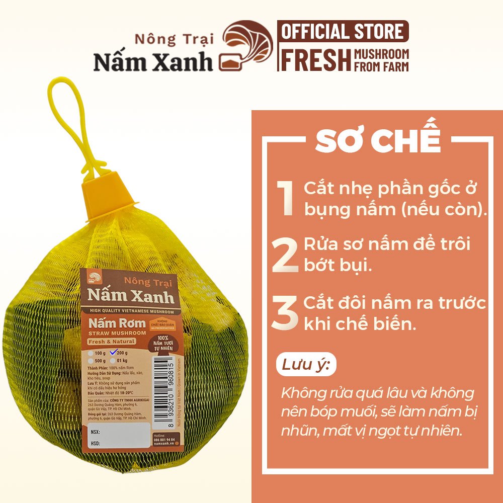 [HCM] 1kg Nấm Rơm Tươi Loại Búp Tròn Ngon Ngọt Thanh Bùi - Nông Trại Nấm Xanh