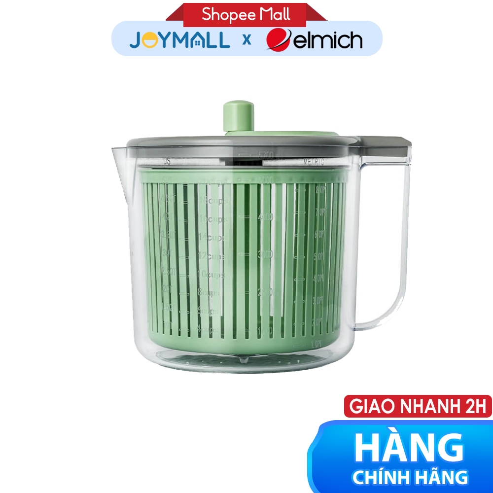 Rổ quay rau Elmich EL8421, Hàng chính hãng, nhựa PP, tháp lắp đơn giản, miệng rót tiện lợi - JoyMall