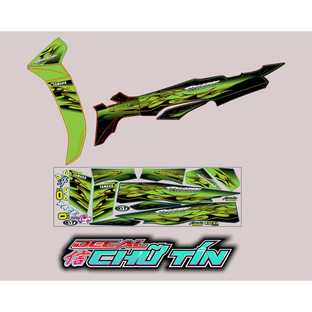 TEM CHẾ SIRIUS LỬA XANH ĐEN DÀNH DÁN CHO XE XANH KAWASAKI Z1000 