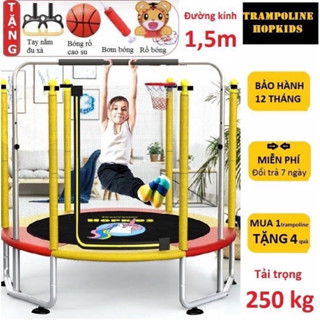  Bạt Nhún Lò Xo Trampoline Hopkids - Nhà Nhún Nhảy Cho Bé Xà Đơn Tăng Chiều Cao Tải Trọng 250kg 