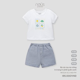 Bộ cài vai cộc nu petit mềm, thấm hút tốt cho bé trai, bé gái 3 tháng đến 2 tuổi Nous Bình Dương - SPE01187