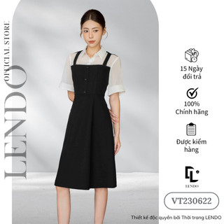 Đầm Váy Công Sở LENDO Dáng Chữ A Thiết Kế Giả Yếm Cổ Đức Tay Lửng VT230622