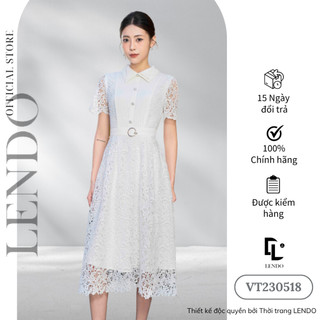 Đầm váy công sở lendo ren dáng dài xòe chữ a tay ngắn cổ đức vt230518