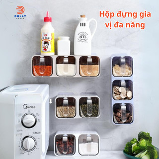 Hộp Đựng Gia Vị Thông Minh Nhiều Ngăn Gắn Tường Kín Khí Bảo Quản Gia Vị Không Lo Bị Ẩm Mốc Dolly House
