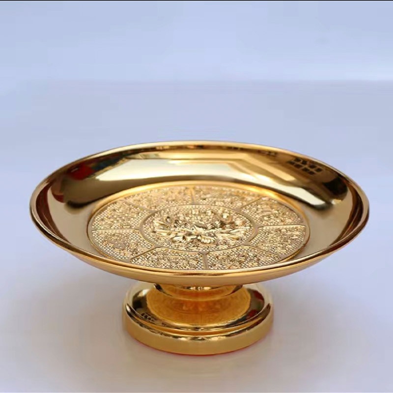 Mâm Ngũ Quả Vàng Hình Hoa Sen, Mâm Ngũ Quả Họa Tiết Hoa Sen, Mâm Bồng Thờ Cúng, Mâm Bồng Hợp Kim Đồn