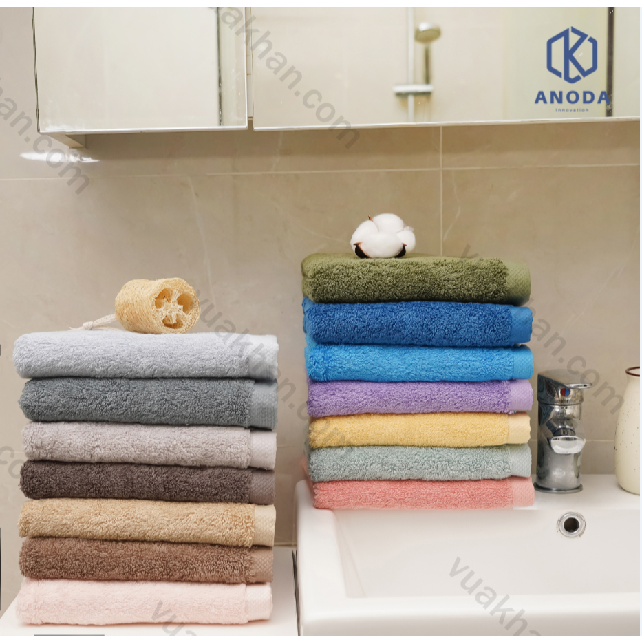 5 Cái Khăn Tắm Cao Cấp Anoda Màu Tím -Vua Khăn Dùng Cho Gia Đình 100% Cotton sợi chải kỹ Thấm Hút Không Ra Màu- 40x80cm