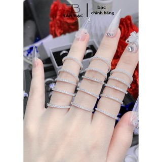 nhẫn bạc ta , nhẫn viền đá lấp lánh - TÂN BẠC STORE