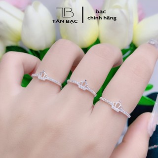 Nhẫn bạc ta , Nhẫn vương miện nữ hoàng đính đá - TÂN BẠC STORE