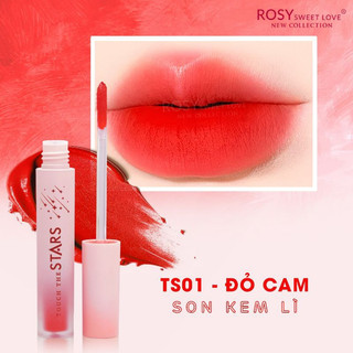  Son Kem Star Rosy Sweet Love Màu Đỏ Cam Không Chì Cho Đôi Môi Mềm Mại, Lâu Trôi, Bền Màu