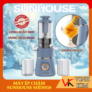 Máy ép chậm trái cây Sunhouse SHD5518, ép kiệt bã mọi loại rau củ quả, bảo hành 1 năm