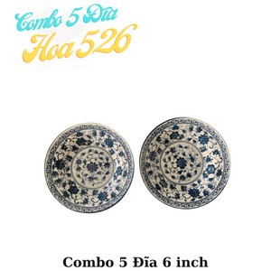 Combo 5 đĩa hoa gốm sứ lòng sâu 15cm, đĩa hoa gốm sứ 6 inch