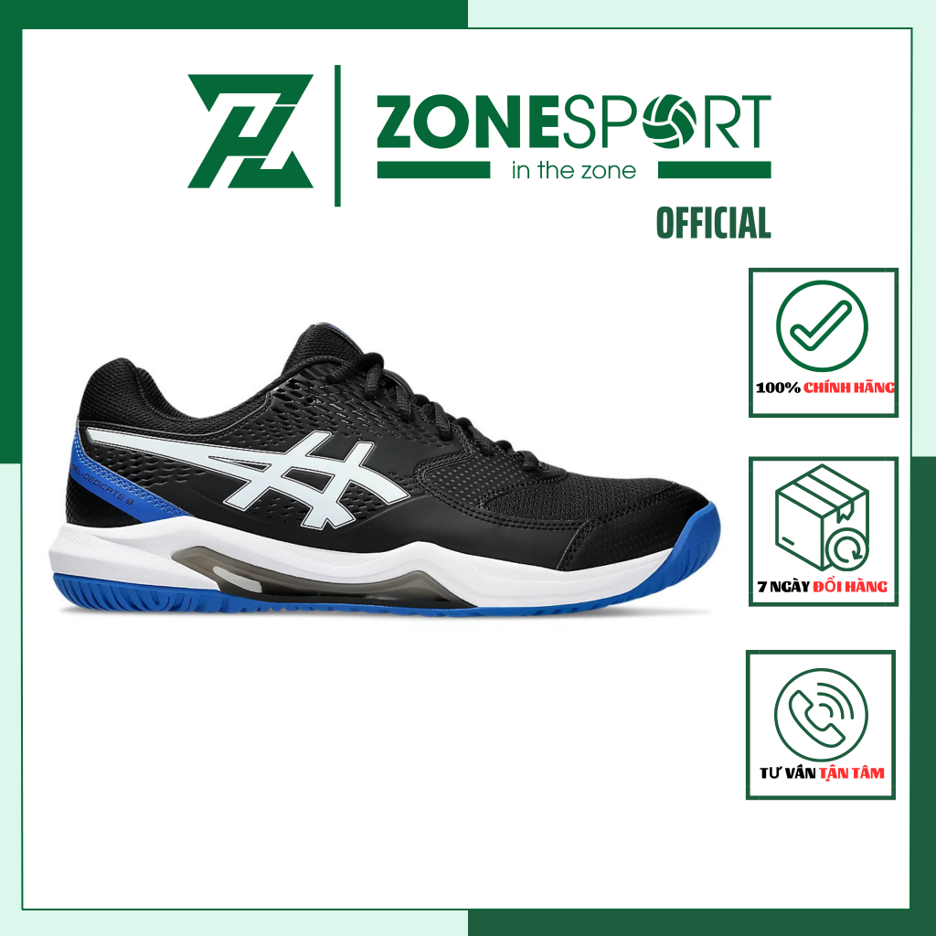 Giày Asics Gel Dedicate 8 Đen Xanh - Giày Chuyên Tennis, Cầu Lông, Bóng Chuyền da tổng hợp trọng lượng nhẹ độ bền cao