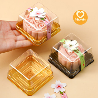 Hộp vuông đế vàng xy65s đựng bánh 50-75g -bb198