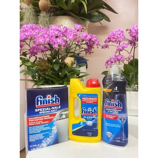 Combo Viên Finish 150 viên + muối rửa bát Finish 1,2kg + Nước làm bóng 800ml dùng cho máy rửa chén + Tặng viên finish
