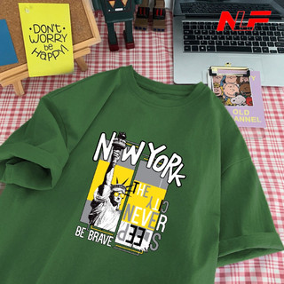 Áo Thun Unisex Tay Lỡ Chất Cotton Form Rộng NEW YORK UNI-037 - Áo Thun Nữ - Áo Thun Nam - NLF Unisex Fashion
